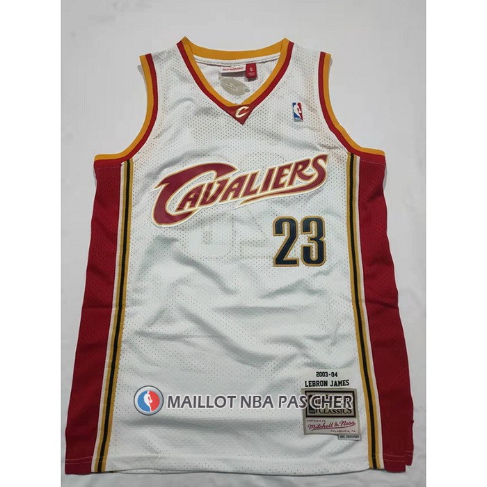 Maillot Cleveland Cavaliers LeBron James NO 23 Mitchell & Ness 2003-04 Blanc